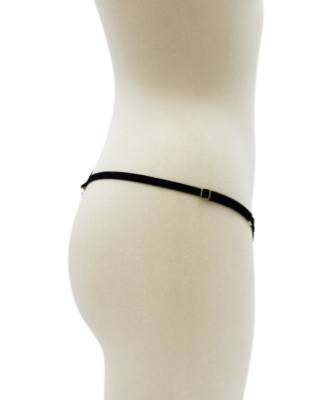 String noir avec bijou perle & strass dorés 